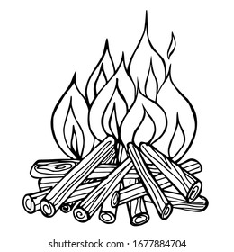 Campfireillustration Fire Firewood On White Background Stock Vector ...