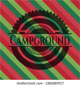 Campground christmas emblem. Vector Illustration. Detailed.