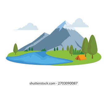 Campground with mountain and lake view