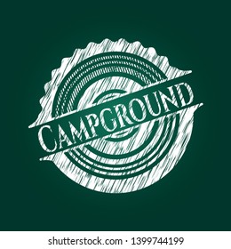 Campground on chalkboard. Vector Illustration. Detailed.