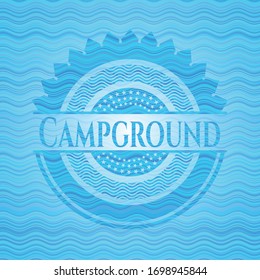 Campground water representation style emblem. Vector Illustration. Detailed.