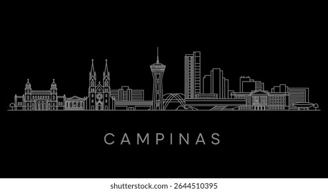 Campinas City Skyline Minimalist Vector Design.