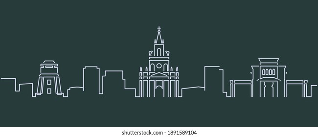 Campinas Single Line Skyline Profile