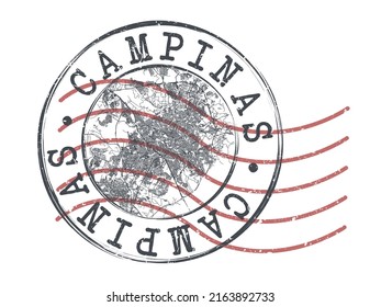 Campinas, State of São Paulo, Brazil Stamp Map Postal. Silhouette Seal Roads and Streets. Passport Round Design. Vector Icon. Design Retro Travel National Symbol.