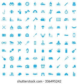 camping 100 icons universal set for web and mobile
