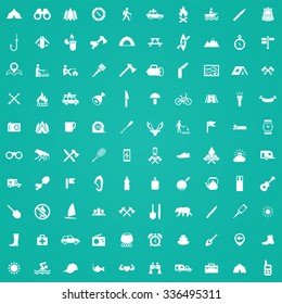 camping 100 icons universal set for web and mobile
