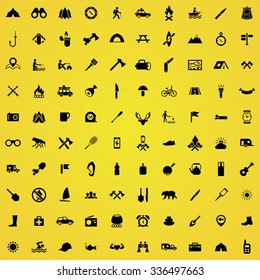 camping 100 icons universal set for web and mobile