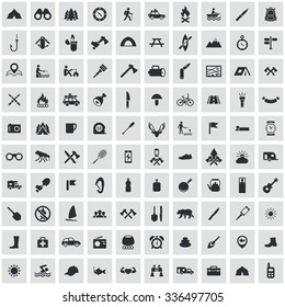 camping 100 icons universal set for web and mobile