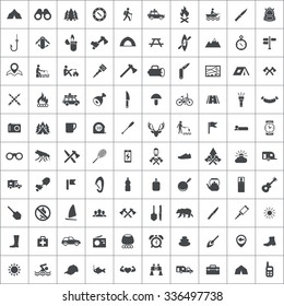 camping 100 icons universal set for web and mobile