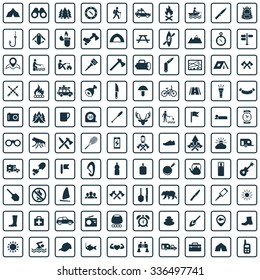 camping 100 icons universal set for web and mobile
