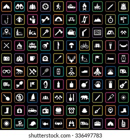 camping 100 icons universal set for web and mobile