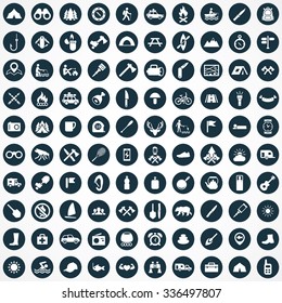 camping 100 icons universal set for web and mobile

