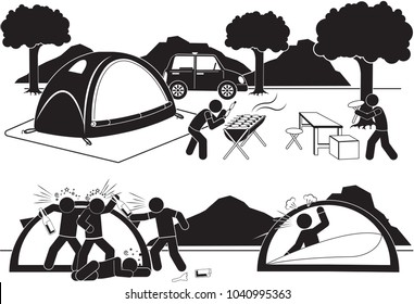 Camping activities icon set 