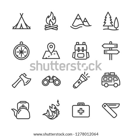 Camping activities line icon vector image