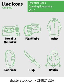Camping activity line icon vector set. Vol. 2