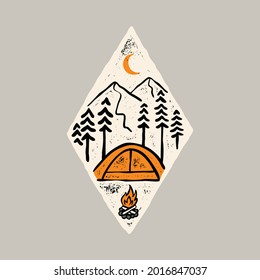 Camping adventure with beauty nature graphic illustration vector art t-shirt design