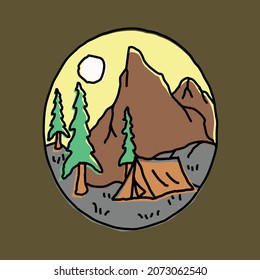 Camping adventure with beauty nature graphic illustration vector art t-shirt design