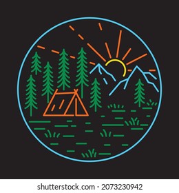Camping adventure with beauty nature graphic illustration vector art t-shirt design