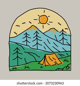 Camping adventure with beauty nature graphic illustration vector art t-shirt design