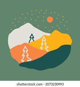 Camping adventure with beauty nature graphic illustration vector art t-shirt design