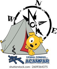 Camping Adventure with a Cute Dog and Compass