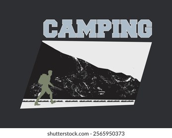 Camping adventure design with mountain hiking and outdoor exploration for t shirt