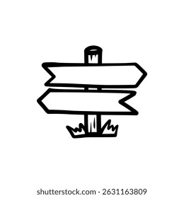 Camping Adventure Doodle Vector Illustration: Camp and Tent Signpost