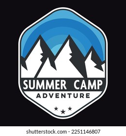 Camping Adventure, Emblem Patch Logo Poster Label Vector Illustration Retro Vintage Badge Sticker And T-shirt Design 
