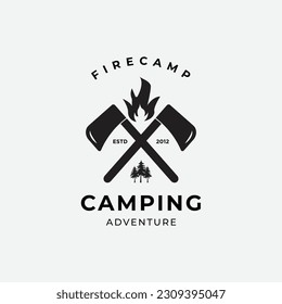 Camping adventure Fire Camp Logo design