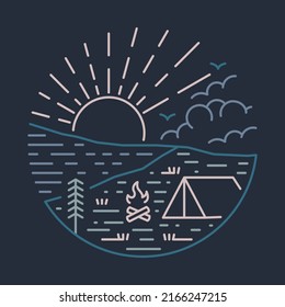 Camping and adventure in the good nature graphic illustration vector art t-shirt design