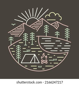 Camping and adventure in the good nature graphic illustration vector art t-shirt design