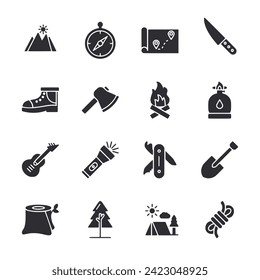 Camping and adventure icon set