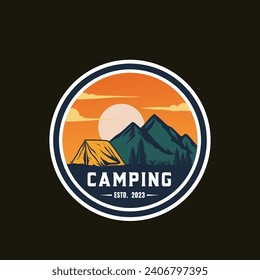 Camping and adventure illustration logo vector badge