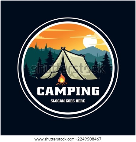 camping and adventure illustration logo vector badge