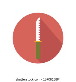 Camping and adventure knife flat icon