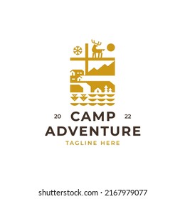 camping adventure and landscape logo vector