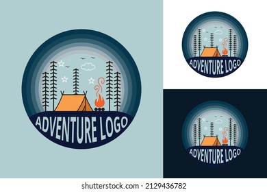 Camping adventure logo design vector template
