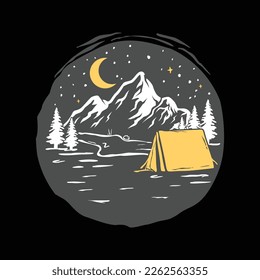 camping adventure mountain nature vector