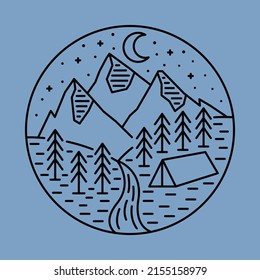 Camping and adventure in the nature graphic illustration vector art t-shirt design