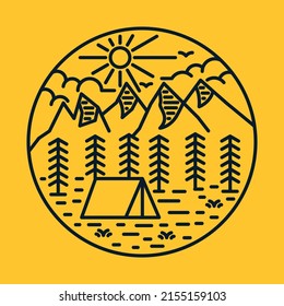 Camping and adventure in the nature graphic illustration vector art t-shirt design