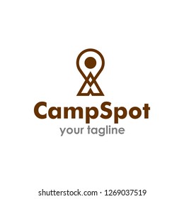Camping Adventure Outdoor Pin Location Logo Design Concept