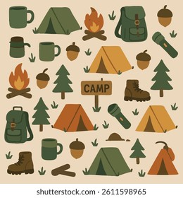 Camping Adventure Print Design in Vector