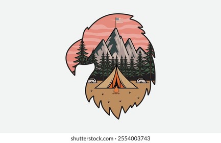 Camping, Adventure, Ready To Print Camping Vector T Shirt Design Template, Wall Art, Mug, Sticker, Banner, Tee, Hoodie, Printable, Illustration