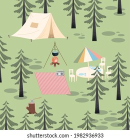 Camping Adventure Scene Forest Landscape