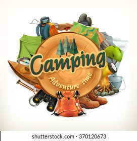 Camping, Adventure Time Vector Illustration
