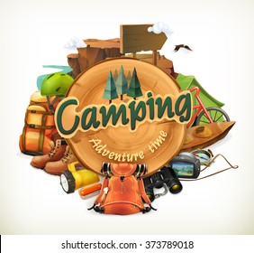 Camping Adventure Time Vector Illustration
