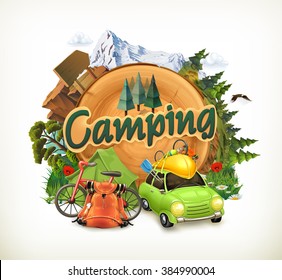 Camping, Adventure Time, Vector Illustration