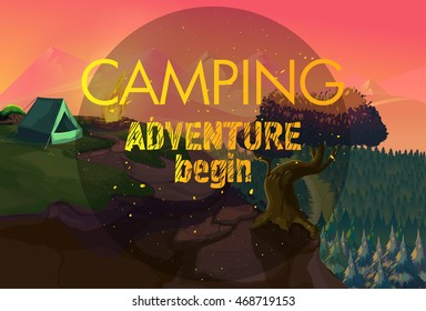 Camping adventure time vector illustration,for your application , project.