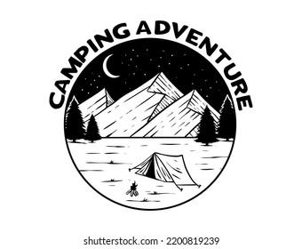Arte vector de aventura de camping, diseño gráfico
