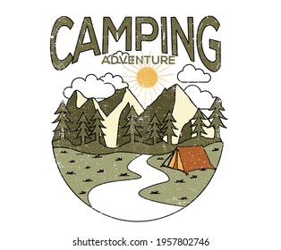 Camping Adventure Vector Graphic For T Shirt Prints And Other Uses. You Can Use Poster, Sticker And Others. 